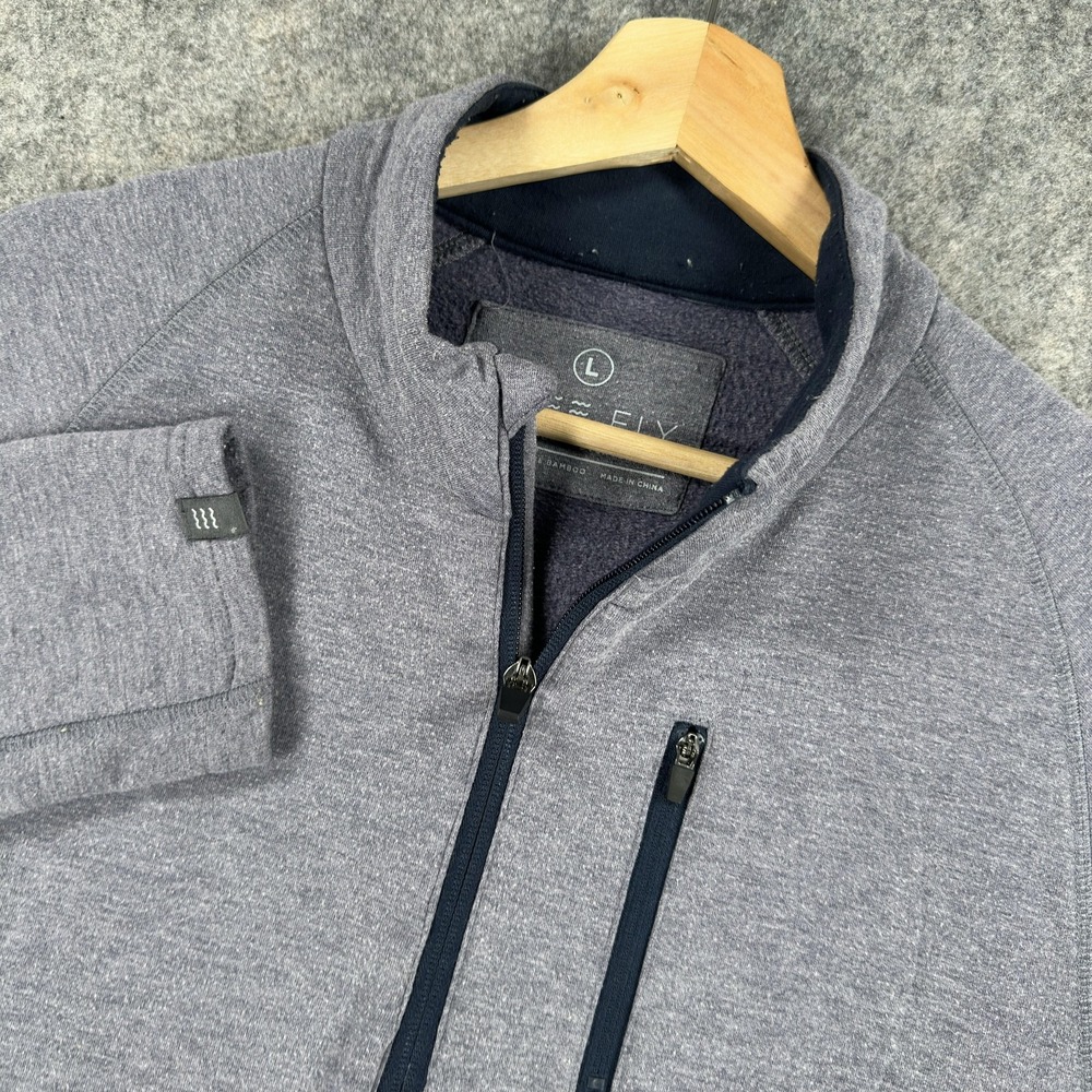 Free Fly Pullover‎ Mens Large Gray Bamboo Quarter Zip Mock Neck Pocket Fleece